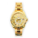 Rolex Sky-Dweller 42mm 326938 Oyster Yellow Gold Watch Champagne Arabic Dial 2014