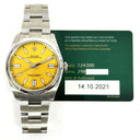 Rolex Oyster Perpetual 41mm 124300-0004 Stainless Steel Watch Yellow Index Dial 2021