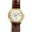 Patek Philippe Annual Calendar 5035R-001 Rose Gold With Brown Leather Watch Silver Dial 1997