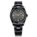 Rolex Oyster Perpetual Grey Dial Black PVD/DLC Coated Stainless Steel Watch 114300