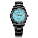 Rolex Oyster Perpetual Blue Color Dial Black PVD/DLC Coated Stainless Steel Watch 114300