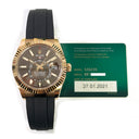 Rolex Sky-Dweller 326235 Rose Gold With Black Rubber Watch Chocolate Dial 2021 MINT
