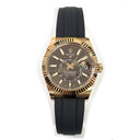 Rolex Sky-Dweller 326235 Rose Gold With Black Rubber Watch Chocolate Dial 2021 MINT