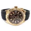 Rolex Sky-Dweller 326235 Rose Gold With Black Rubber Watch Chocolate Dial 2021 MINT