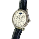 Jaeger Le Coultre Rendez Vous Perpetual Calendar Q3493420 White Gold with Black Leather Watch White Dial