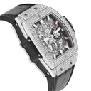Hublot Spirit of Big Bang Titanium Pave 42mm Watch 641.NX.0173.LR.1704 Skeleton Dial, Black Leather Strap