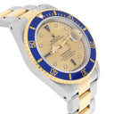 Rolex Submariner 18k Yellow Gold/Steel Serti Gold Diamond Dial Mens Watch 16613