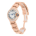 Cartier Ballon Bleu 28mm Rose Gold Diamond Bezel Ladies Watch WJBB0015