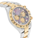 Rolex Daytona Yellow Gold & Steel Black Mother Of Pearl Diamond Dial 116523 B/P