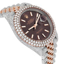 Rolex Datejust 41mm 126331 Rose Gold and Stainless Steel Fully Iced Out Watch