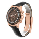 Rolex Daytona 18k Rose Gold Chocolate Arabic Dial Leather Band 40mm Watch 116515
