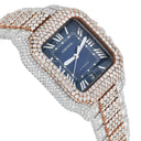 Cartier Santos De Cartier Custom Diamond Iced Out Stainless Steel and Rose Watch