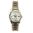 Rolex Day-Date 36 128239-0065 White Gold with White Mother of Pearl Diamond Dial