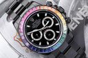 Rolex Cosmograph Daytona Black PVD/DLC Coated Watch with Black Dial and Rainbow Bezel 116523