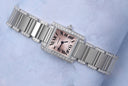 Cartier Tank Francaise Ladies 18k White Gold Watch with Factory Diamonds Pink Dial 2403