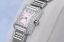 Cartier Tank Francaise Ladies 18k White Gold Watch with Factory Diamonds Pink Dial 2403