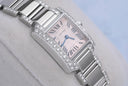Cartier Tank Francaise Ladies 18k White Gold Watch with Factory Diamonds Pink Dial 2403