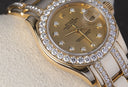 Rolex Lady-Datejust Pearlmaster 80298 Yellow Gold Diamond Watch with Champagne Diamond Dial