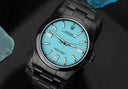 Rolex Oyster Perpetual Blue Color Dial Black PVD/DLC Coated Stainless Steel Watch 114300