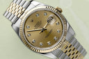 Rolex Datejust 36mm Jubilee 116233-0150 Stainless Steel & Yellow Gold Watch Champagne Diamond Dial