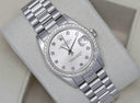 Rolex Datejust 31 White Gold Silver Diamond Dial Ladies Watch Presidential Band with Diamond Bezel 68279