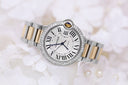 Cartier Ballon Bleu 36mm Steel 18K Yellow Gold Silver Dial Two Tone Unisex Watch Custom Diamond Bezel W6920047