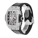 Hublot Spirit of Big Bang Titanium Pave 42mm Watch 641.NX.0173.LR.1704 Skeleton Dial, Black Leather Strap