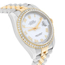 Rolex Datejust 36 Gold/Steel 116233 Diamond Bezel White Roman Dial Jubilee Band Watch