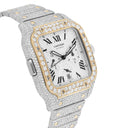 Cartier Santos De Cartier Chronograph Two Tone Custom Diamond Watch W2SA0008