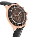 Rolex Daytona 18k Rose Gold Chocolate Arabic Dial Leather Band 40mm Watch 116515