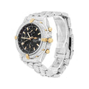 Breitling Chronomat Black Dial 39MM Steel & 18K Yellow Gold B13352 Diamond Bezel