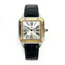 Cartier Santos-Dumont W2SA0011 Stainless Steel & Rose Gold Watch Silver Roman Dial