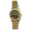 Rolex Datejust 36mm 16233 Jubilee Stainless Steel & Yellow Gold Watch Black Arabic Dial 1992