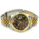 Rolex Datejust 36mm 16233 Jubilee Stainless Steel & Yellow Gold Watch Black Arabic Dial 1992