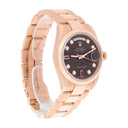 Rolex Day-Date 36 Ruby Baguette Diamond Dial 18k Rose Gold Watch 118205