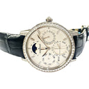 Jaeger Le Coultre Rendez Vous Perpetual Calendar Q3493420 White Gold with Black Leather Watch White Dial