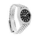 Rolex Datejust 41 Steel Watch Black Index Dial Diamonds Mens Jubilee Band 126300