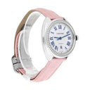 Cartier Clé de Cartier 31mm Silver Guilloche Dial Diamond Bezel Steel Watch W4CL0005