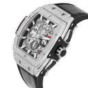 Hublot Spirit of Big Bang Titanium Pave 42mm Watch 641.NX.0173.LR.1704 Skeleton Dial, Black Leather Strap
