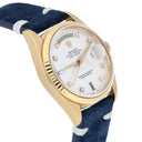 Rolex Day-Date 36 18238 18K Yellow Gold Watch Fluted Bezel Silver Diamond Face