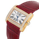 Cartier Tank Divan Mini Yellow Gold Diamond Ladies Watch WA301071 New Strap
