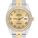 Rolex Datejust 36 Gold & Steel 116233 Champagne Roman Dial Diamond Bezel Jubilee Watch