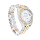 Rolex Datejust 36 Gold/Steel 116233 Diamond Bezel White Roman Dial Jubilee Band Watch