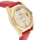 Rolex Day-Date 18238 18K Yellow Gold Watch 36m Fluted Bezel Silver Dial Unisex