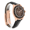 Rolex Daytona 18k Rose Gold Chocolate Arabic Dial Leather Band 40mm Watch 116515