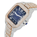 Cartier Santos De Cartier Custom Diamond Iced Out Stainless Steel and Rose Watch