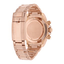 Custom Rolex Cosmograph Daytona 116505 Rainbow Bezel Diamond Lugs Black Dial 18K Rose Gold Watch