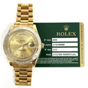 Rolex Day-Date II 41mm 218398BR Yellow Gold with Champagne Diamond Dial Watch 2014