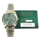 Rolex Datejust 41mm Jubilee 126300 Stainless Steel Watch Green Dial 2024