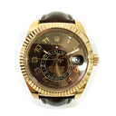 Rolex Sky-Dweller 42mm 326135 Rose Gold With Brown Leather Strap Chocolate Arabic Dial 2018